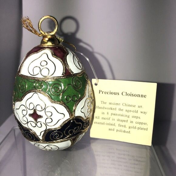 Precious Cloisonne All Occasion 3” egg handworked, copper, gold plaited - Picture 1 of 8